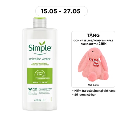 SIMPLE - Nước Tẩy Trang Simple Dịu Nhẹ Làm Sạch Lớp Trang Điểm Và Cấp Ẩm Cho Da 400ml