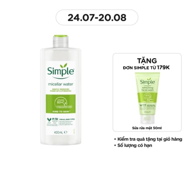 SIMPLE Nước Tẩy Trang Simple Dịu Nhẹ Làm Sạch Lớp Trang Điểm Và Cấp Ẩm Cho Da 400ml