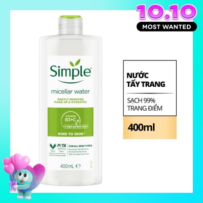 SIMPLE Nước Tẩy Trang Simple Dịu Nhẹ Làm Sạch Lớp Trang Điểm Và Cấp Ẩm Cho Da 400ml image
