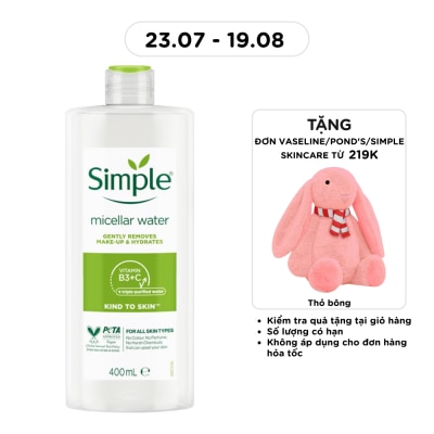 SIMPLE - Nước Tẩy Trang Simple Dịu Nhẹ Làm Sạch Lớp Trang Điểm Và Cấp Ẩm Cho Da 400ml image
