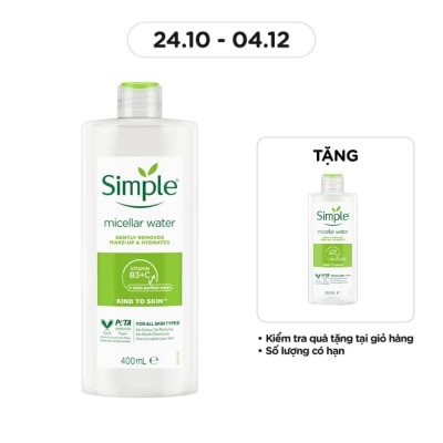 SIMPLE Nước Tẩy Trang Simple Dịu Nhẹ Làm Sạch Lớp Trang Điểm Và Cấp Ẩm Cho Da 400ml