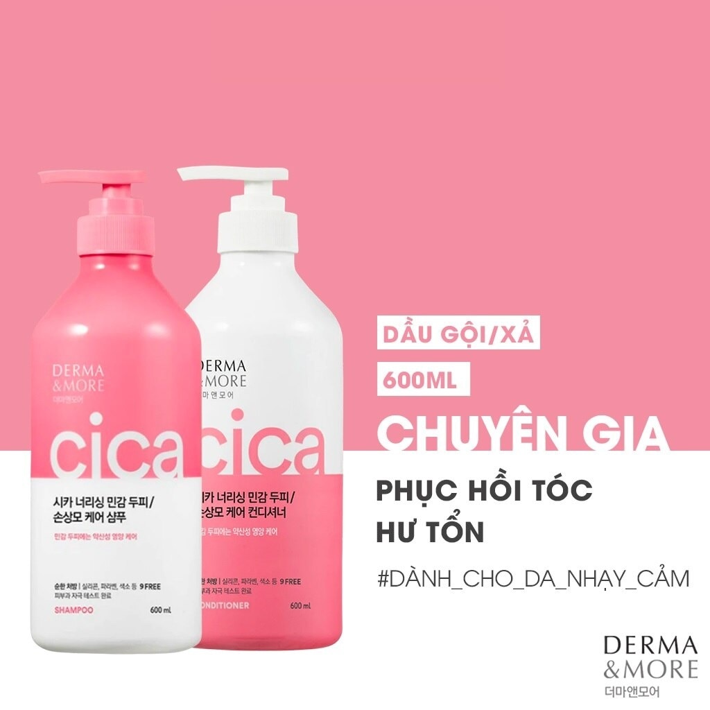 Dầu Gội Derma & More Cica NourishingChăm Sóc Tóc Hư Tổn 600ml