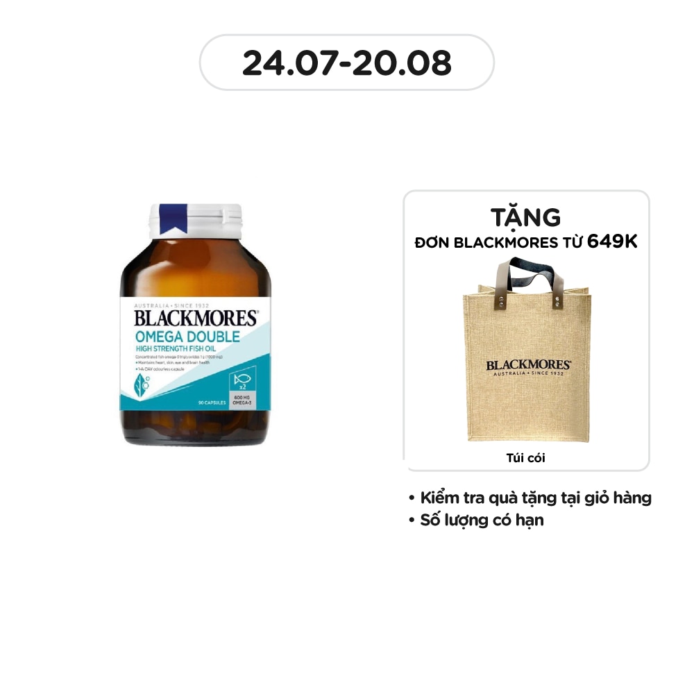 Thực Phẩm Bảo Vệ Sức Khỏe Blackmores Omega Double High Strength Fish Oil Dầu Cá 90 Viên