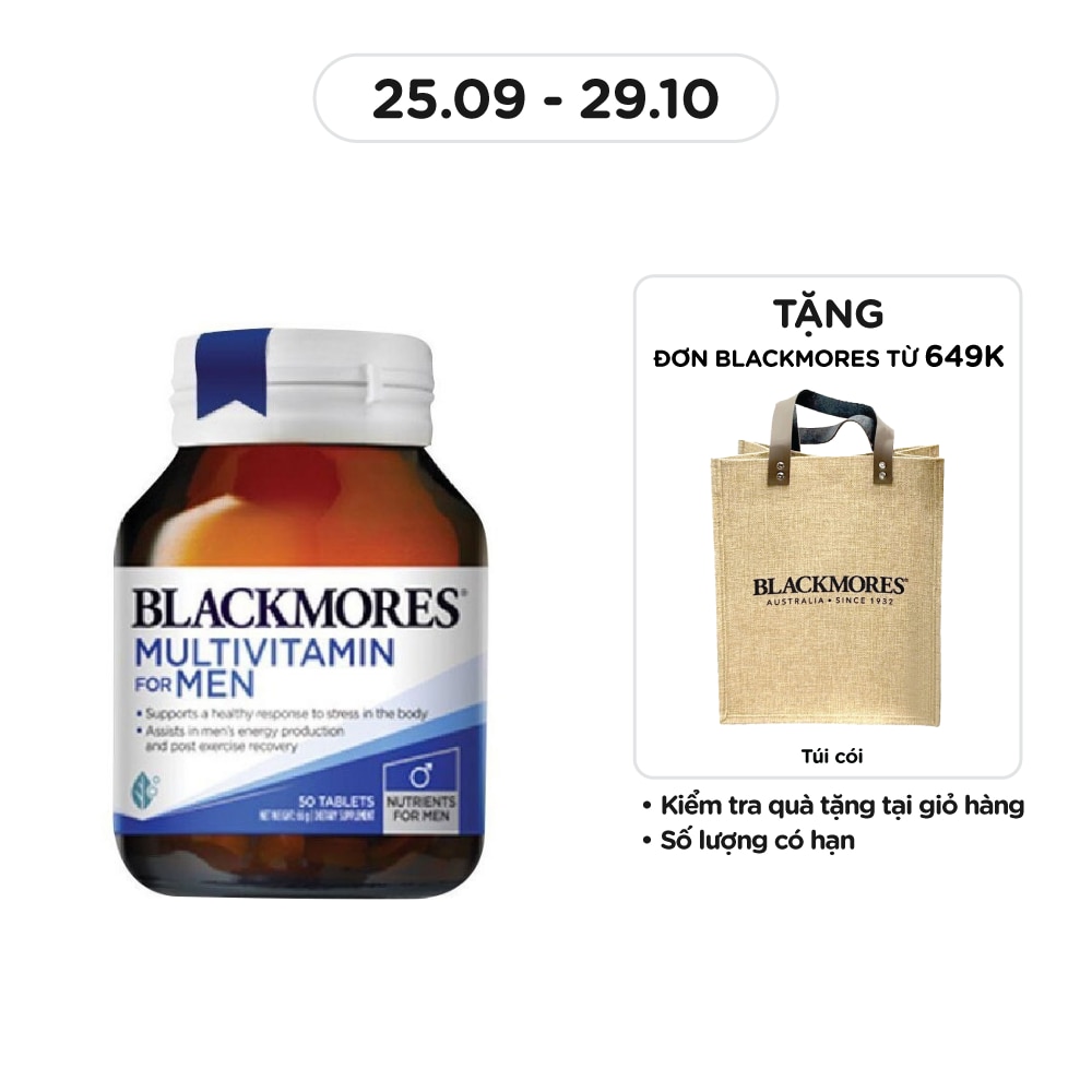Thực Phẩm Bảo Vệ Sức Khỏe Blackmores Multi Vitamin For Men Hỗ Trợ Sức Khỏe Sinh Lý Nam 50 Viên