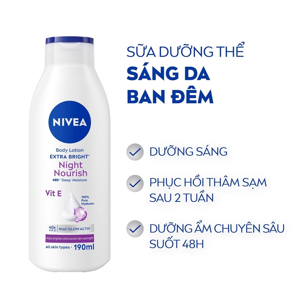 Sữa Dưỡng Thể Nivea Dưỡng Trắng Ban Đêm 190ml