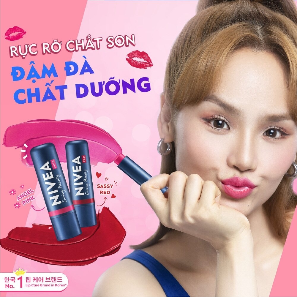 Son Nivea Caring Color Sassy Red 4.8g .# Đỏ Quyến Rũ