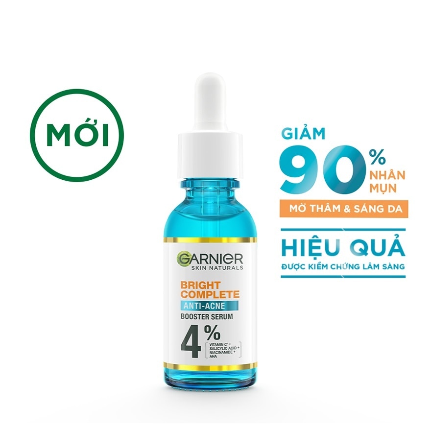 Dưỡng Chất Garnier Giảm Mụn Sáng Da Skin Naturals Bright Anti-Acne Booster Serum 30ml