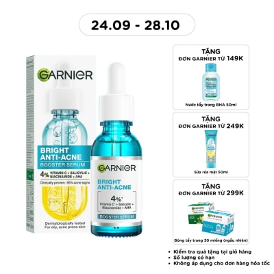 GARNIER Dưỡng Chất Garnier Giảm Mụn Sáng Da Skin Naturals Bright Anti Acne Booster Serum 30ml image