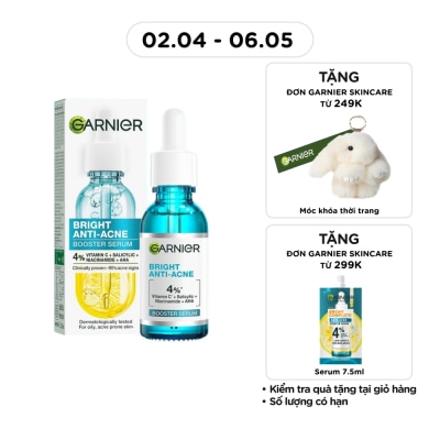 GARNIER - Dưỡng Chất Garnier Giảm Mụn Sáng Da Skin Naturals Bright Anti-Acne Booster Serum 30ml