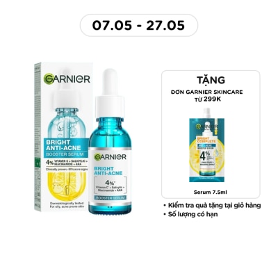 GARNIER - Dưỡng Chất Garnier Giảm Mụn Sáng Da Skin Naturals Bright Anti-Acne Booster Serum 30ml