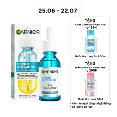 GARNIER - Dưỡng Chất Garnier Giảm Mụn Sáng Da Skin Naturals Bright Anti-Acne Booster Serum 30ml