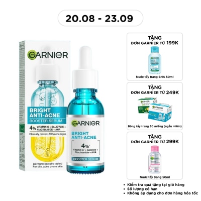 GARNIER - Dưỡng Chất Garnier Giảm Mụn Sáng Da Skin Naturals Bright Anti-Acne Booster Serum 30ml image