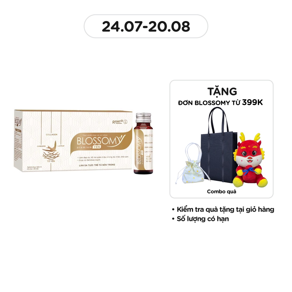 Thực Phẩm Bảo Vệ Sức Khỏe Blossomy Premium Yến Làn Da Tươi Trẻ Từ Bên Trong 50ml x 10 Chai
