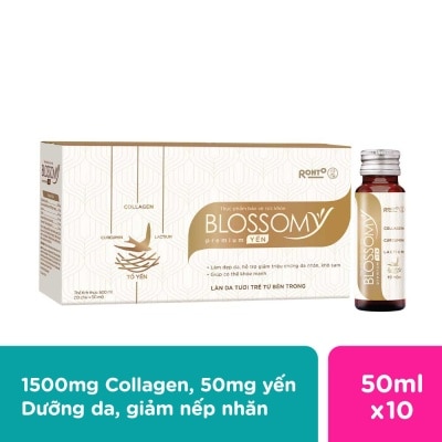 BLOSSOMY Thực Phẩm Bảo Vệ Sức Khỏe Blossomy Premium Yến Làn Da Tươi Trẻ Từ Bên Trong 50ml x 10 Chai