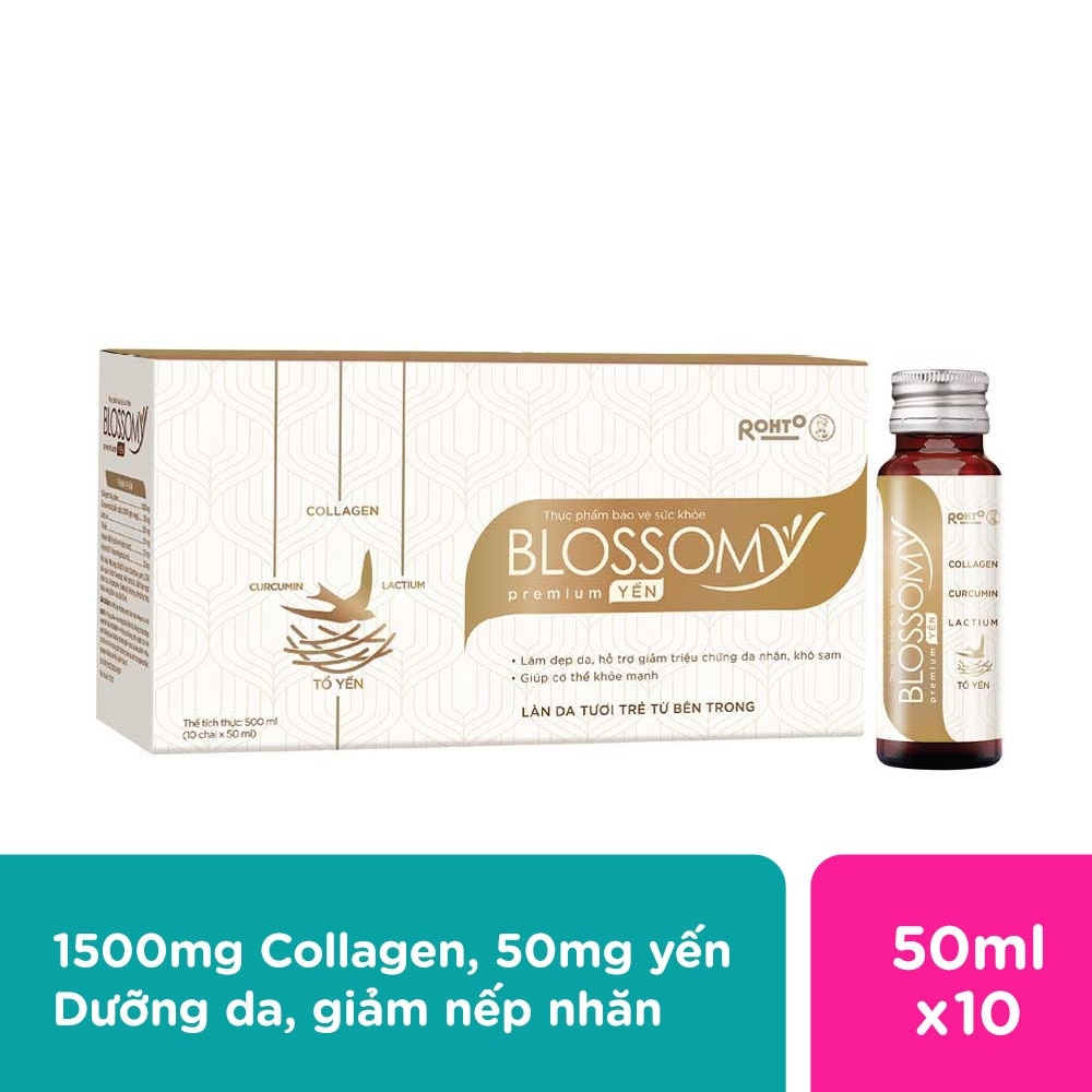 Thực Phẩm Bảo Vệ Sức Khỏe Blossomy Premium Yến Làn Da Tươi Trẻ Từ Bên Trong 50ml x 10 Chai