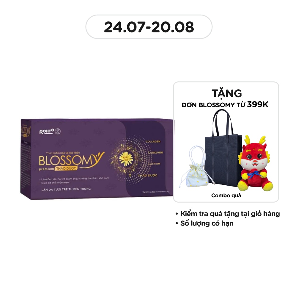 Thực Phẩm Bảo Vệ Sức Khỏe Blossomy Premium Thảo Dược Làn Da Tươi Trẻ Từ Bên Trong 50ml x 10 Chai