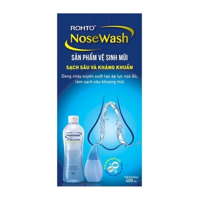 ROHTO NOSE WASH - Sản Phẩm Rohto Dụng Cụ Và Dung Dịch Vệ Sinh Mũi Sạch Sâu Kháng Khuẩn 400ml