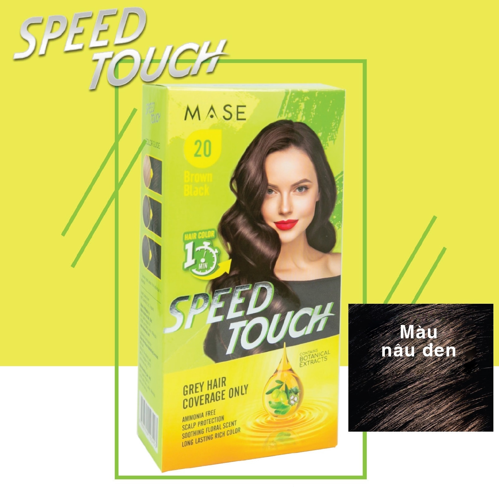 Thuốc Nhuộm Tóc Phủ Bạc Mase Speed Touch 1 Phút 100g .#20 Màu Nâu Đen