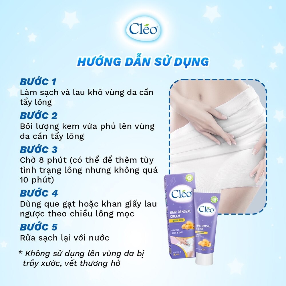 Kem Tẩy Lông Cléo Dành Cho Vùng Viền Bikini Với Chiết Xuất Từ Khoai Tây Và Mật Ong 50g