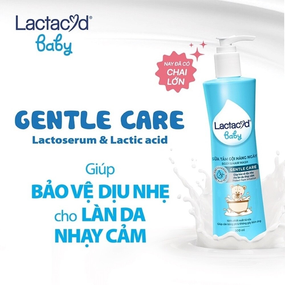 Sữa Tắm Gội Trẻ Em Lactacyd Baby Gentle Care 500ml