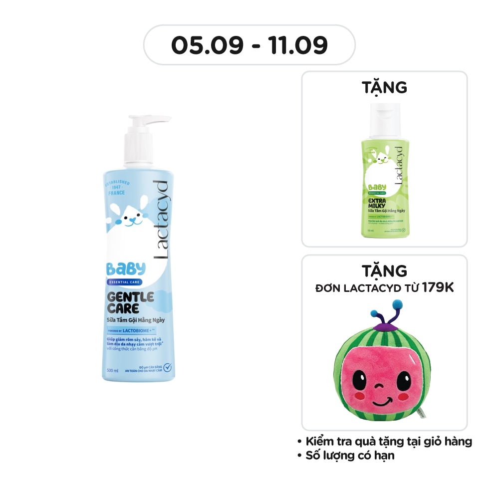 Sữa Tắm Gội Trẻ Em Lactacyd Baby Gentle Care 500ml