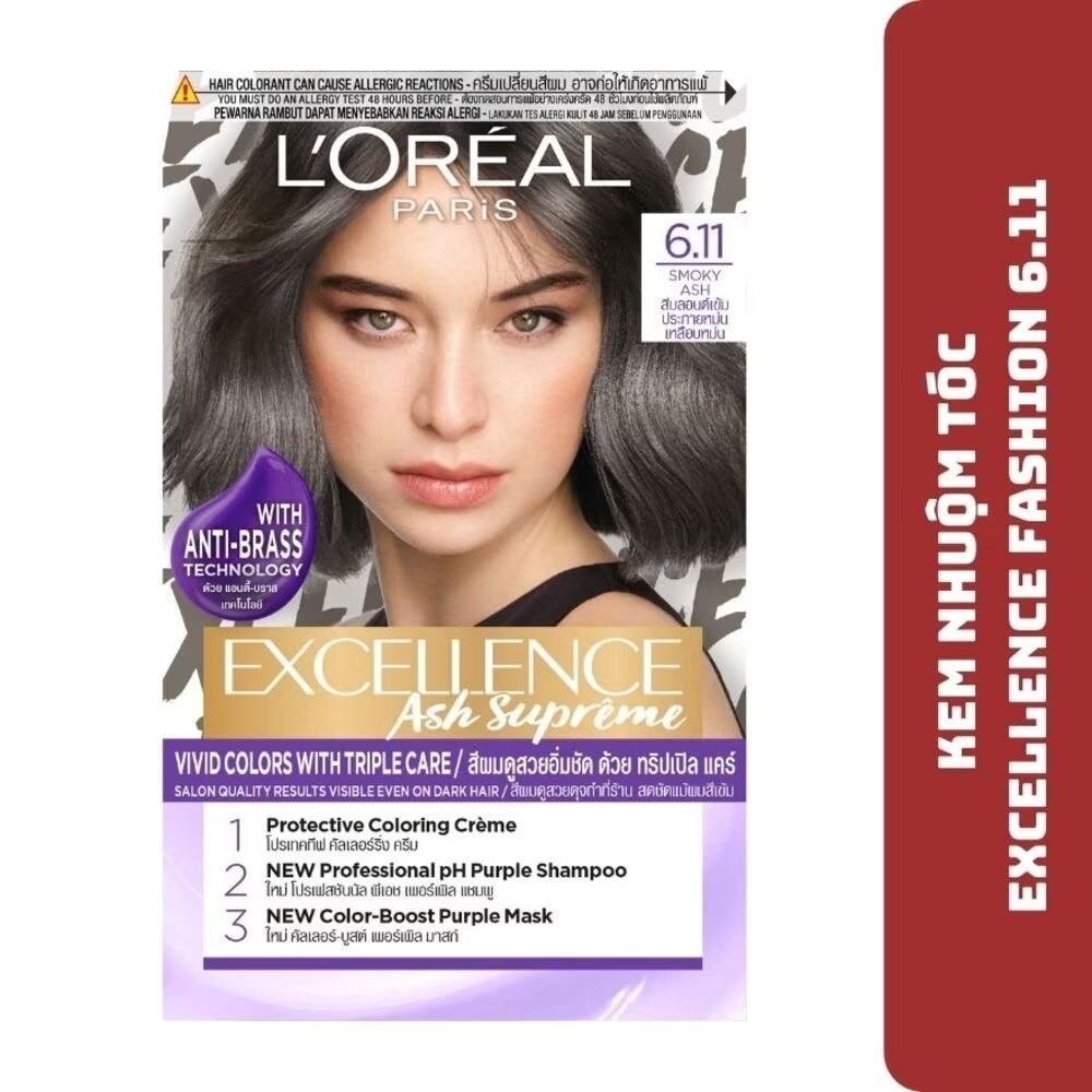 Kem Nhuộm Dưỡng Tóc L'oréal Paris Excellence Fashion Vivid Colors With Triple Care .#6.11 Xám Khói