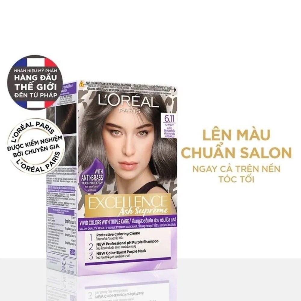 Kem Nhuộm Dưỡng Tóc L'oréal Paris Excellence Fashion Vivid Colors With Triple Care .#6.11 Xám Khói