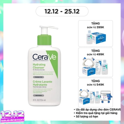 CERAVE Sữa Rửa Mặt CeraVe Hydrating Cleanser Giúp Làm Sạch Và Cấp Ẩm Dành Cho Da Thường Và Da Khô 236ml