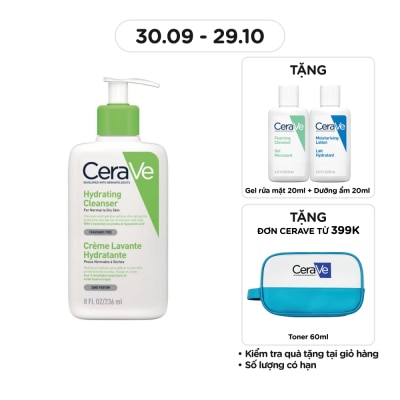 CERAVE Sữa Rửa Mặt CeraVe Hydrating Cleanser Giúp Làm Sạch Và Cấp Ẩm Dành Cho Da Thường Và Da Khô 236ml