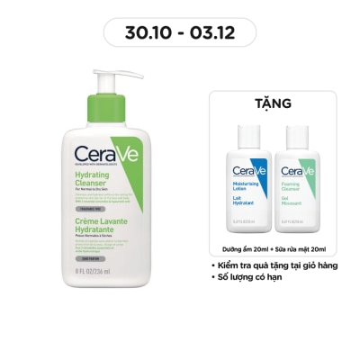 CERAVE Sữa Rửa Mặt CeraVe Hydrating Cleanser Giúp Làm Sạch Và Cấp Ẩm Dành Cho Da Thường Và Da Khô 236ml