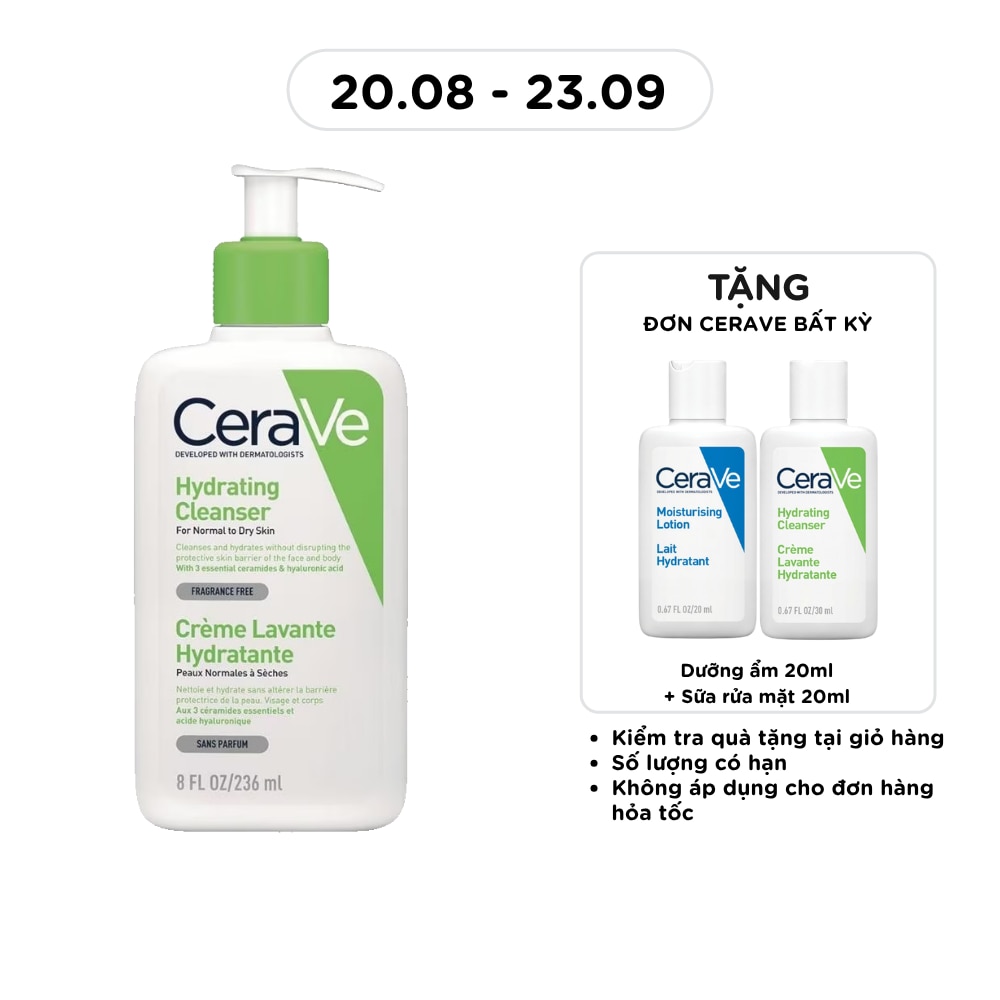 Sữa Rửa Mặt CeraVe Hydrating Cleanser Giúp Làm Sạch Và Cấp Ẩm Dành Cho Da Thường Và Da Khô 236ml image