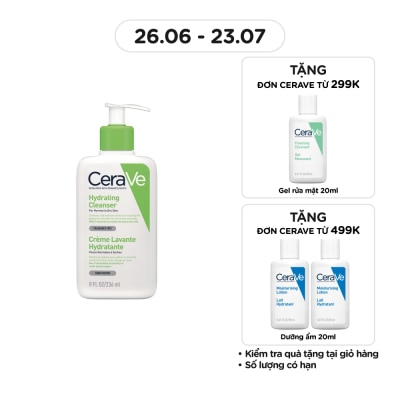 CERAVE Sữa Rửa Mặt CeraVe Hydrating Cleanser Giúp Làm Sạch Và Cấp Ẩm Dành Cho Da Thường Và Da Khô 236ml