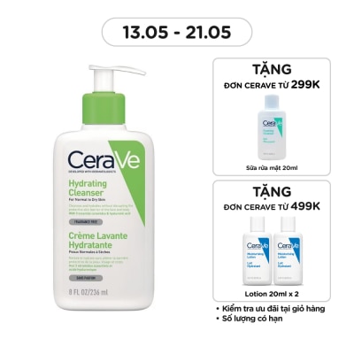CERAVE Sữa Rửa Mặt CeraVe Hydrating Cleanser Giúp Làm Sạch Và Cấp Ẩm Dành Cho Da Thường Và Da Khô 236ml