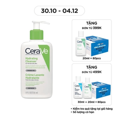 CERAVE Sữa Rửa Mặt CeraVe Hydrating Cleanser Giúp Làm Sạch Và Cấp Ẩm Dành Cho Da Thường Và Da Khô 236ml