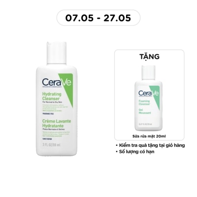 CERAVE - Sữa Rửa Mặt CeraVe Hydrating Cleanser Giúp Làm Sạch Và Cấp Ẩm Dành Cho Da Thường Và Da Khô 88ml