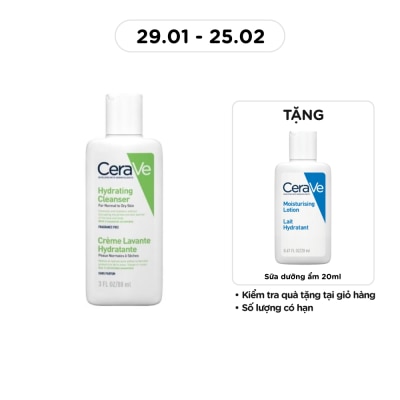 CERAVE Sữa Rửa Mặt CeraVe Hydrating Cleanser Giúp Làm Sạch Và Cấp Ẩm Dành Cho Da Thường Và Da Khô 88ml