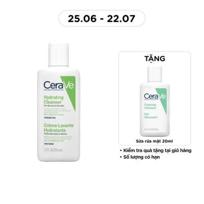CERAVE - Sữa Rửa Mặt CeraVe Hydrating Cleanser Giúp Làm Sạch Và Cấp Ẩm Dành Cho Da Thường Và Da Khô 88ml
