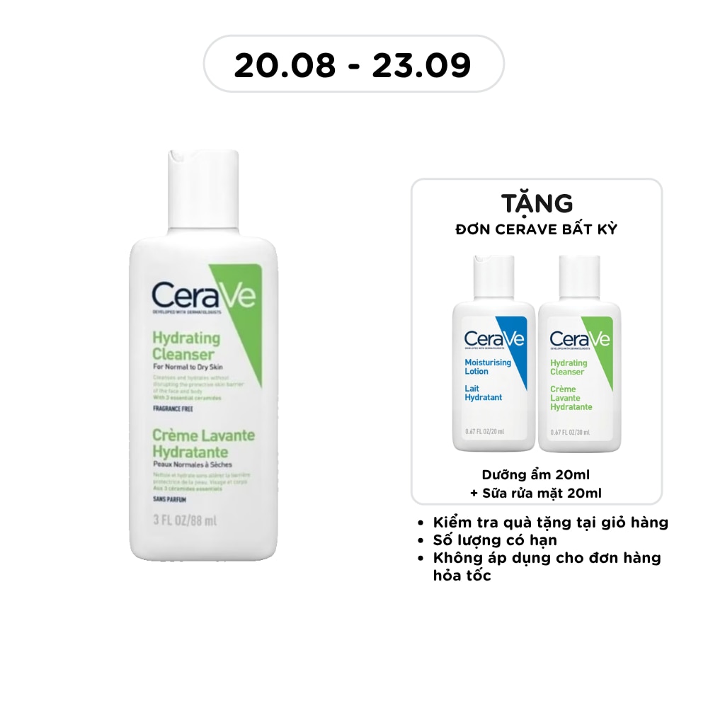 Sữa Rửa Mặt CeraVe Hydrating Cleanser Giúp Làm Sạch Và Cấp Ẩm Dành Cho Da Thường Và Da Khô 88ml image