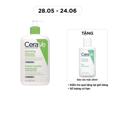 CERAVE - Sữa Rửa Mặt CeraVe Hydrating Cleanser Giúp Làm Sạch Và Cấp Ẩm Dành Cho Da Thường Và Da Khô 473ml