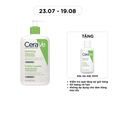 CERAVE - Sữa Rửa Mặt CeraVe Hydrating Cleanser Giúp Làm Sạch Và Cấp Ẩm Dành Cho Da Thường Và Da Khô 473ml image