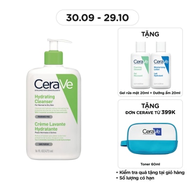 CERAVE Sữa Rửa Mặt CeraVe Hydrating Cleanser Giúp Làm Sạch Và Cấp Ẩm Dành Cho Da Thường Và Da Khô 473ml