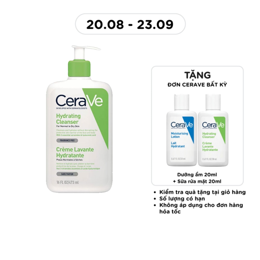 Sữa Rửa Mặt CeraVe Hydrating Cleanser Giúp Làm Sạch Và Cấp Ẩm Dành Cho Da Thường Và Da Khô 473ml image
