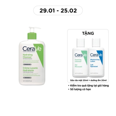 CERAVE Sữa Rửa Mặt CeraVe Hydrating Cleanser Giúp Làm Sạch Và Cấp Ẩm Dành Cho Da Thường Và Da Khô 473ml
