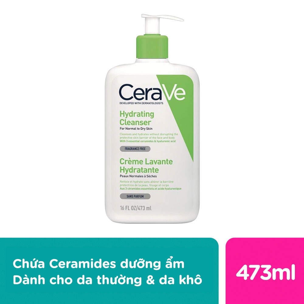 Sữa Rửa Mặt CeraVe Hydrating Cleanser Giúp Làm Sạch Và Cấp Ẩm Dành Cho Da Thường Và Da Khô 473ml