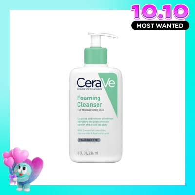 CERAVE Sữa Rửa Mặt CeraVe Foaming Cleanser Giúp Làm Sạch Sâu Dành Cho Da Dầu 236ml image