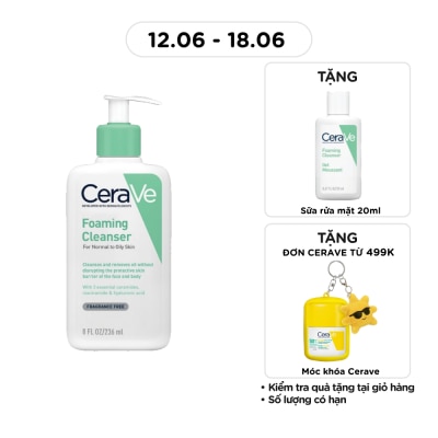 CERAVE - Sữa Rửa Mặt CeraVe Foaming Cleanser Giúp Làm Sạch Sâu Dành Cho Da Dầu 236ml