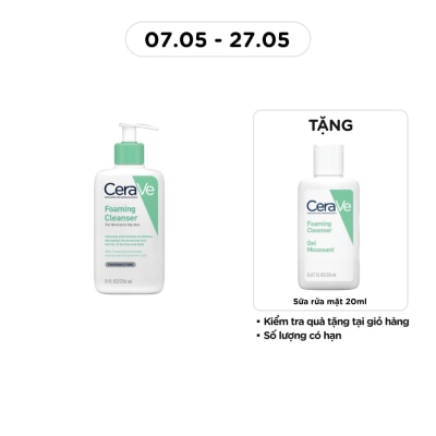 CERAVE - Sữa Rửa Mặt CeraVe Foaming Cleanser Giúp Làm Sạch Sâu Dành Cho Da Dầu 236ml