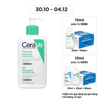 CERAVE Sữa Rửa Mặt CeraVe Foaming Cleanser Giúp Làm Sạch Sâu Dành Cho Da Dầu 236ml