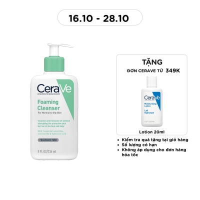 CERAVE Sữa Rửa Mặt CeraVe Foaming Cleanser Giúp Làm Sạch Sâu Dành Cho Da Dầu 236ml image