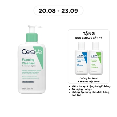 CERAVE - Sữa Rửa Mặt CeraVe Foaming Cleanser Giúp Làm Sạch Sâu Dành Cho Da Dầu 236ml image